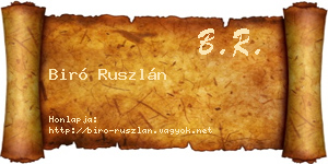 Biró Ruszlán névjegykártya